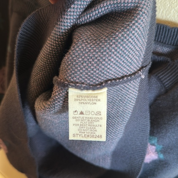 Hem & Thread Square Neck Floral Sweater Long Sleeve Charcoal Womens Size M - Picture 10 of 11